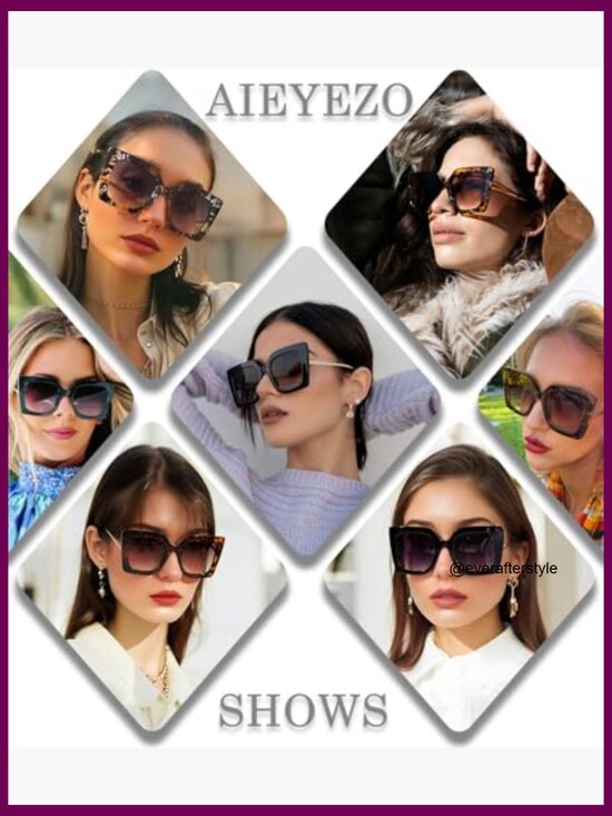 Oversized Square Sunglasses with UV400 Protection, Metal Frame main image 3
